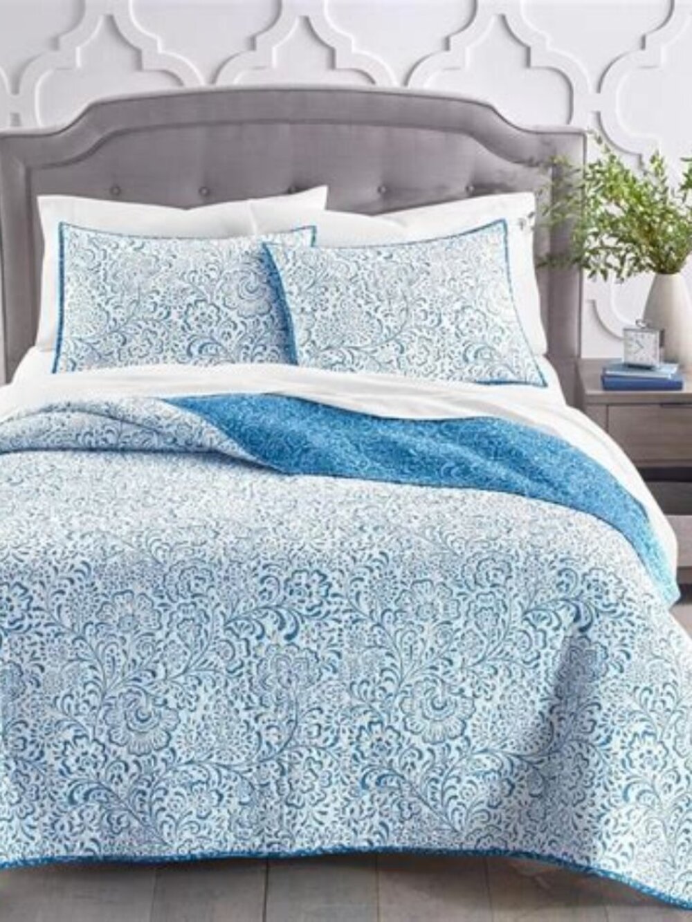 Charter Club Painted Floral Cotton Quilt - Twin